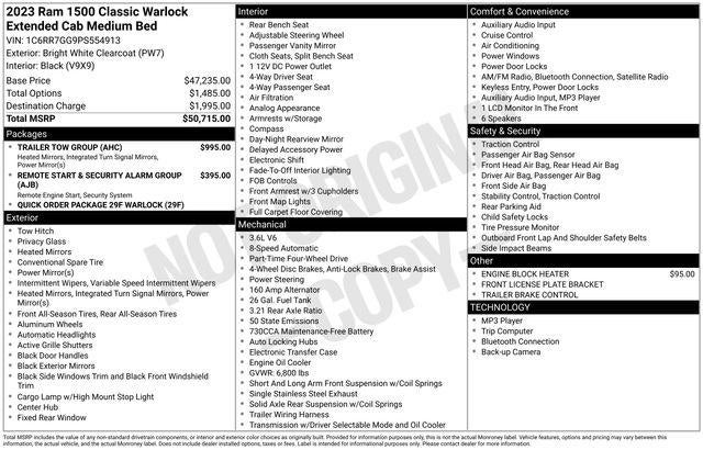 2023 RAM 1500 Classic Warlock 4x4 Quad Cab 6'4" Box