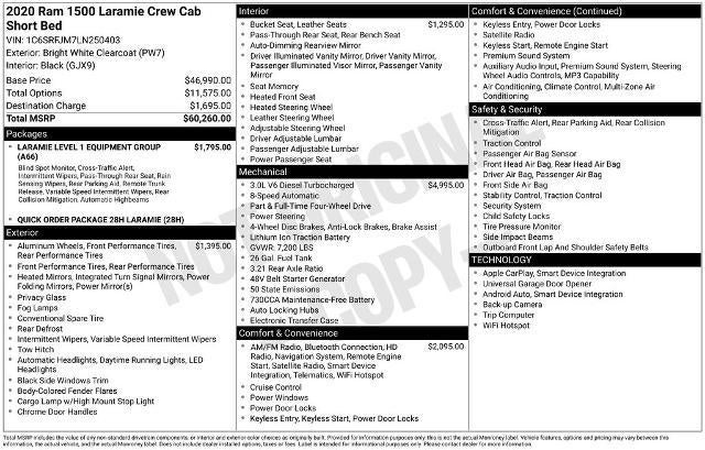 2020 RAM 1500 Laramie 4x4 Crew Cab 5'7" Box