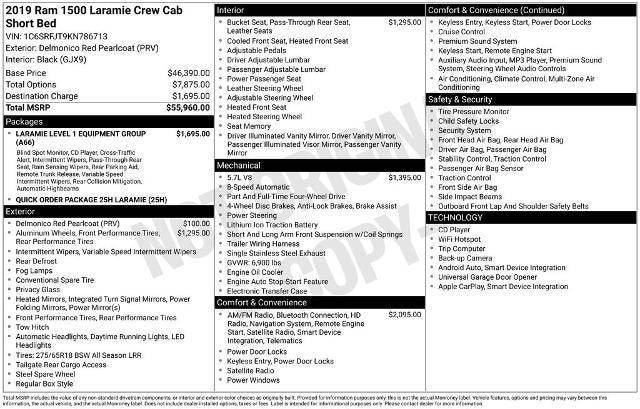 2019 RAM 1500 Laramie 4x4 Crew Cab 5'7" Box