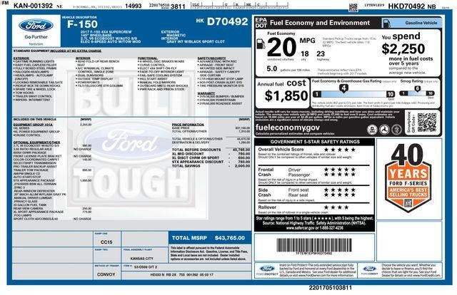 2017 Ford F-150 XL 4WD SuperCrew 5.5' Box