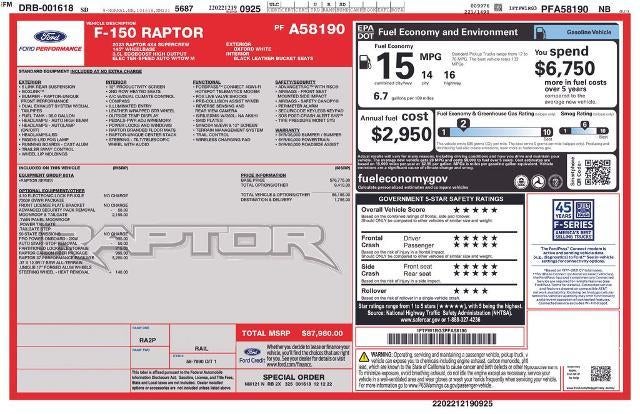 2023 Ford F-150 Raptor 4WD SuperCrew 5.5' Box