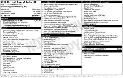 2017 Chevrolet Cruze Sedan LT (Automatic)