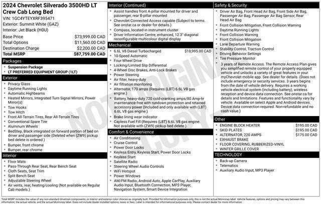 2024 Chevrolet Silverado 3500 HD Crew Cab Long Box 4-Wheel Drive LT