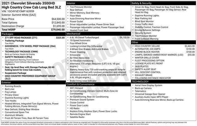 2021 Chevrolet Silverado 3500 HD Crew Cab Long Box 4-Wheel Drive High Country