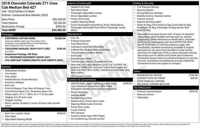 2018 Chevrolet Colorado Crew Cab Short Box 4-Wheel Drive Z71