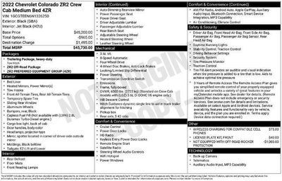 2022 Chevrolet Colorado Crew Cab Short Box 4-Wheel Drive ZR2