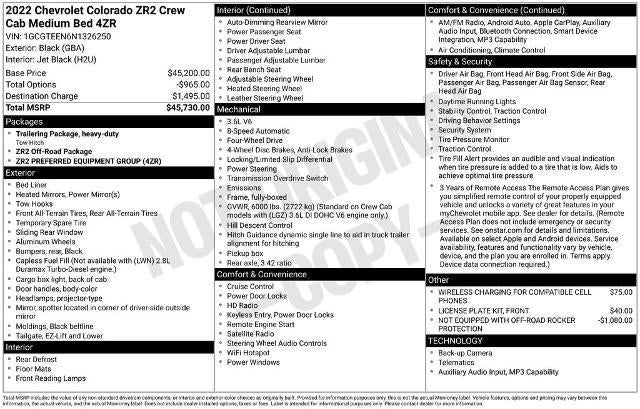 2022 Chevrolet Colorado Crew Cab Short Box 4-Wheel Drive ZR2