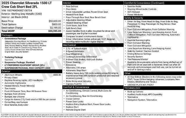 2025 Chevrolet Silverado 1500 Crew Cab Short Box 4-Wheel Drive LT 2FL