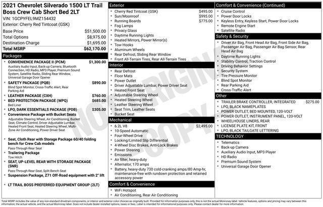 2021 Chevrolet Silverado 1500 Crew Cab Short Box 4-Wheel Drive LT Trail Boss