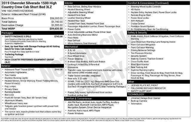 2019 Chevrolet Silverado 1500 Crew Cab Short Box 4-Wheel Drive High Country