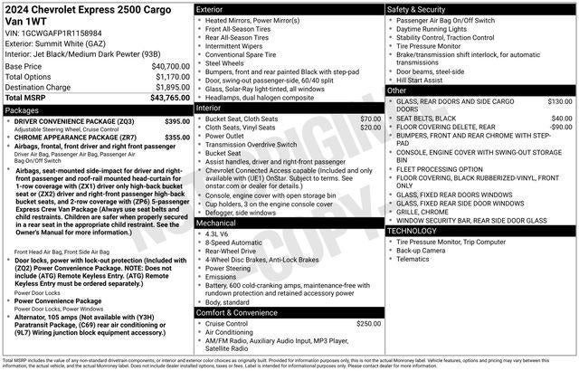 2024 Chevrolet Express Cargo Van 2500 Regular Wheelbase Rear-Wheel Drive