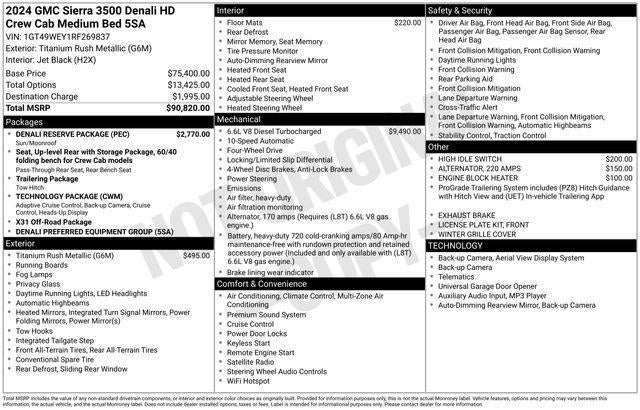 2024 GMC Sierra 3500HD Crew Cab Standard Box 4-Wheel Drive Denali