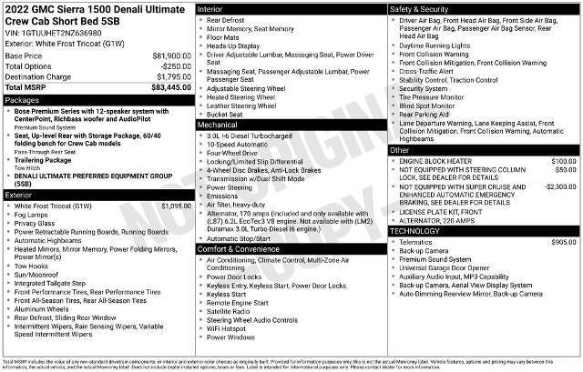 2022 GMC Sierra 1500 Crew Cab Short Box 4-Wheel Drive Denali Ultimate