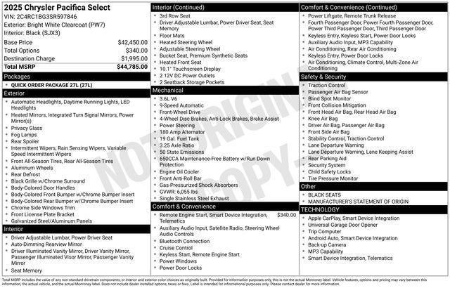 2025 Chrysler Pacifica Select FWD
