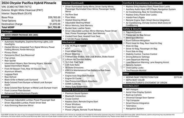 2024 Chrysler Pacifica Hybrid Pinnacle FWD