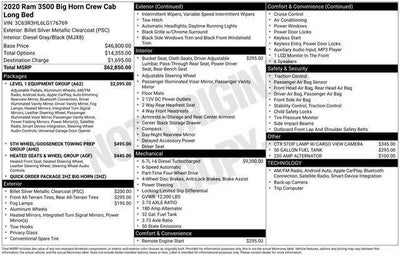 2020 RAM 3500 Big Horn 4x4 Crew Cab 8' Box