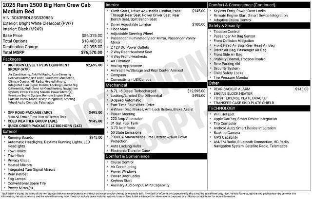 2025 RAM 2500 Big Horn 4x4 Crew Cab 6'4" Box
