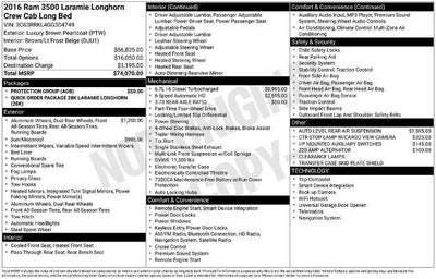 2016 RAM 3500 4WD Crew Cab 8 Ft Box Longhorn