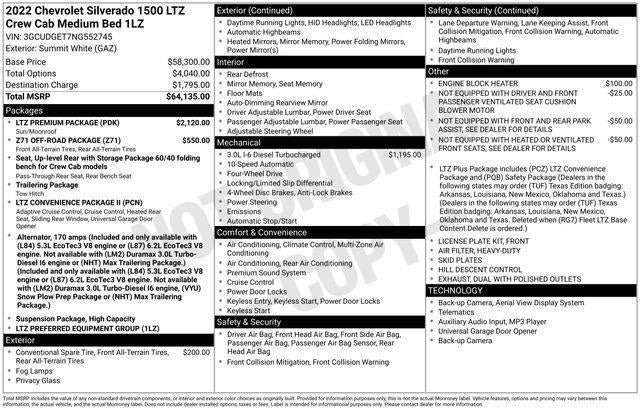 2022 Chevrolet Silverado 1500 Crew Cab Standard Box 4-Wheel Drive LTZ