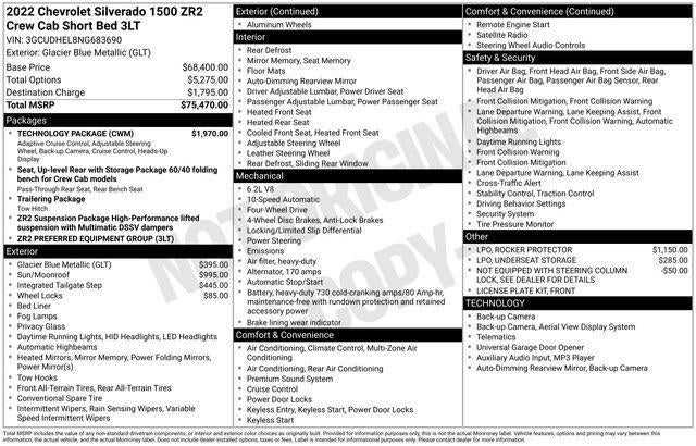 2022 Chevrolet Silverado 1500 Crew Cab Short Box 4-Wheel Drive ZR2