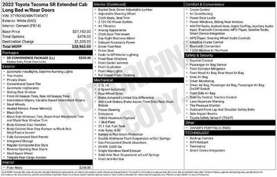2022 Toyota Tacoma 2WD 2WD SR Access Cab 6' Bed I4 AT (GS)