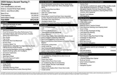 2020 Subaru Ascent Touring 7-Passenger