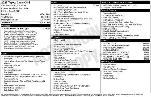 2025 Toyota Camry XSE AWD (Natl)