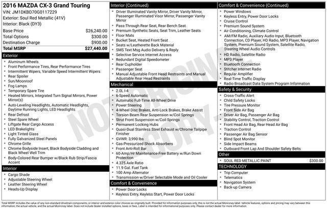 2016 Mazda Mazda CX-3 AWD 4dr Grand Touring