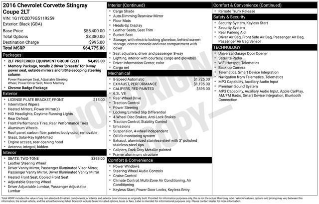 2016 Chevrolet Corvette Stingray 2LT