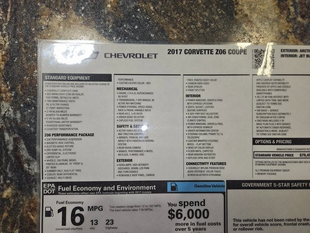 2017 Chevrolet Corvette Z06 Z06 3LZ