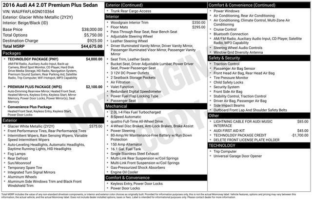 2016 Audi A4 2.0T Premium Plus quattro