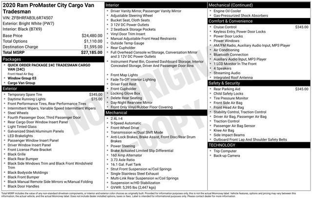 2020 RAM ProMaster City Tradesman